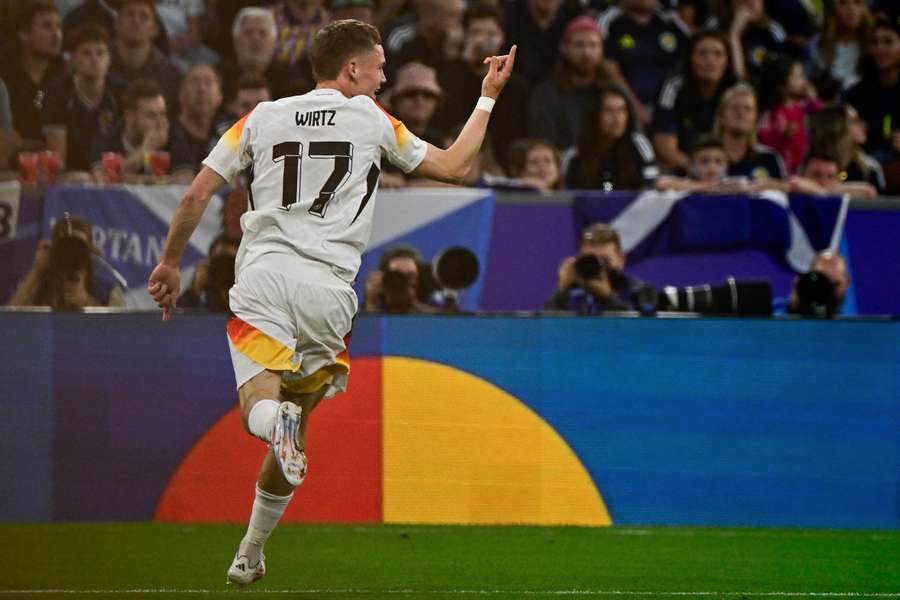 Florian Wirtz celebrates scoring the opening goal at Euro 2024