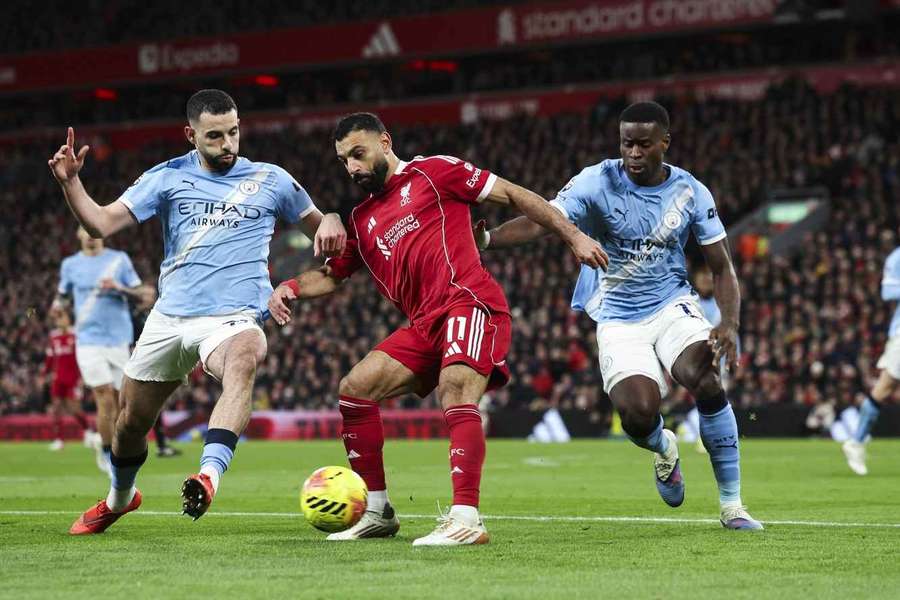 Mohamed Salah, în timpul duelului Manchester City - Liverpool din Premier League