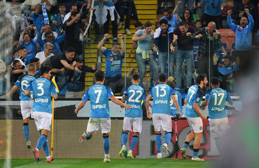 Napoli's Victor Osimhen celebrates scoring his goal