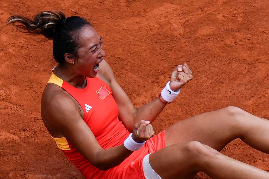 Zheng celebrates her phenomenal win