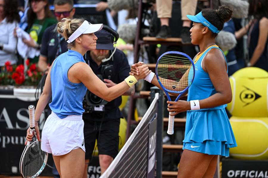 Golubic and Osaka shake hands after the match