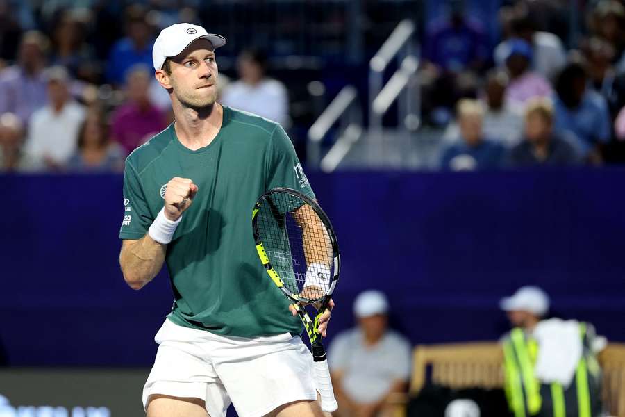Van de Zandschulp celebrates point during his semi-final win Van de Zandschulp celebrates point during his semi-final win