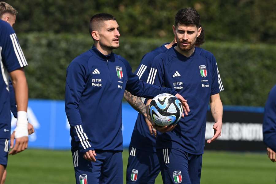 Verratti y Jorginho, durante el entrenamiento de Italia.