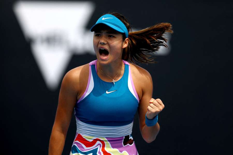 Emma Raducanu reacts during her first round match againstTamara Korpatsch