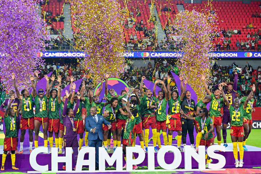 Cameroon's players celebrate winning WAFCON 2026 Cameroon's players celebrate winning WAFCON 2026