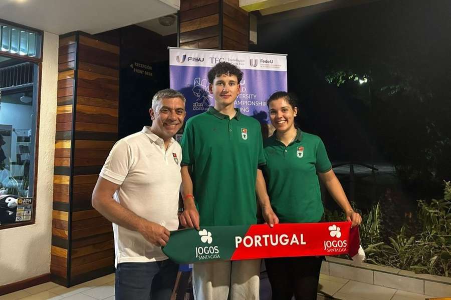 Beatriz Roxo com João Cruz, nos Mundiais Universitários