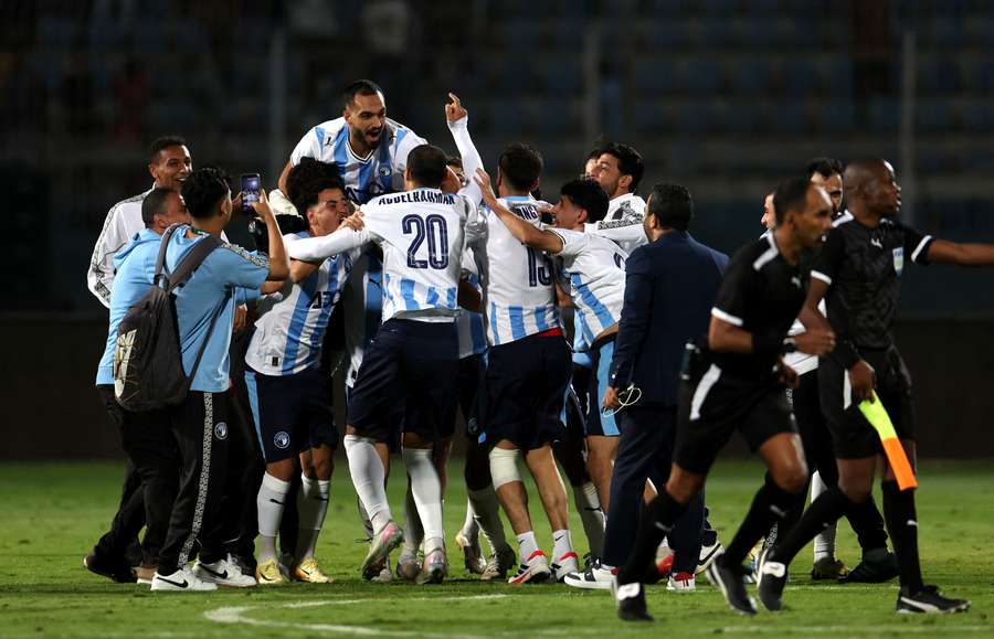 Pyramids players celebrate after winning the African Super Cup Pyramids players celebrate after winning the African Super Cup