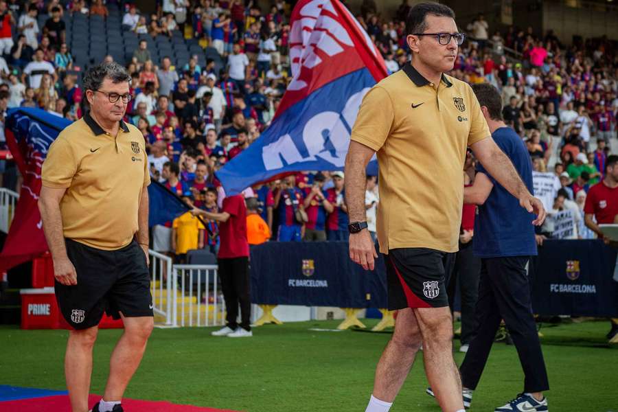 Carles Miñarro, en primer término, antes de un partido