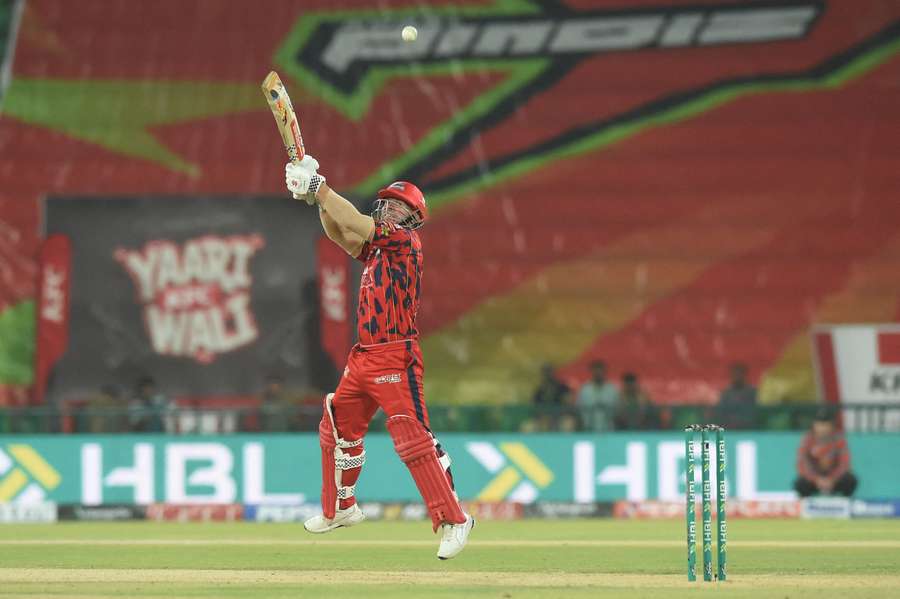 David Warner plays a shot for the Karachi Kings during the 2026 Pakistan Super League.