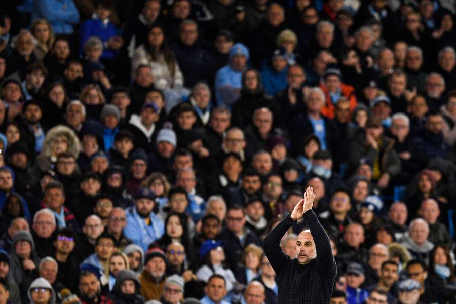 Pep Guardiola gives instructions from the sidelines