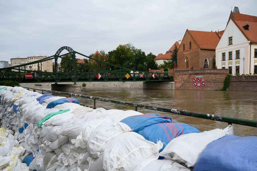 Hoog water in Wroclaw op 19 september