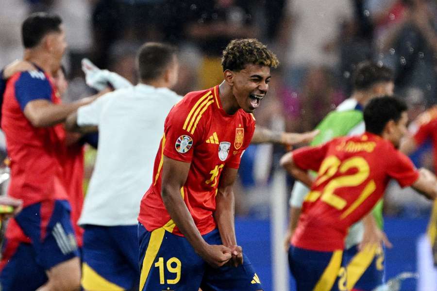 Yamal celebrates wonder goal for Spain