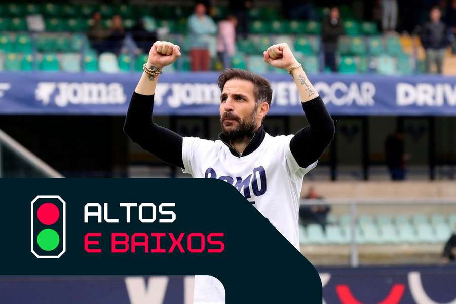 Cesc Fàbregas comemora a classificação do Como para as competições europeias