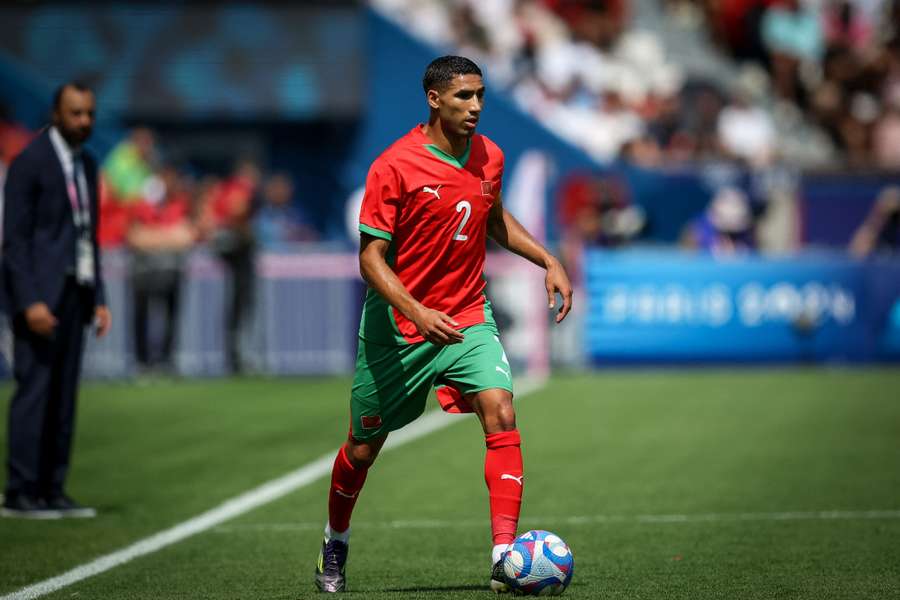 Achraf Hakimi, com a equipa olímpica de Marrocos