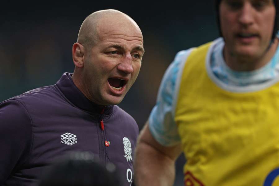 Steve Borthwick watches his players warm up ahead of the Autumn Nations match against Australia