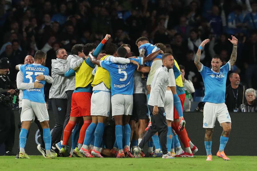 Il Napoli festeggia la vittoria contro l'Inter dello scorso 25 ottobre