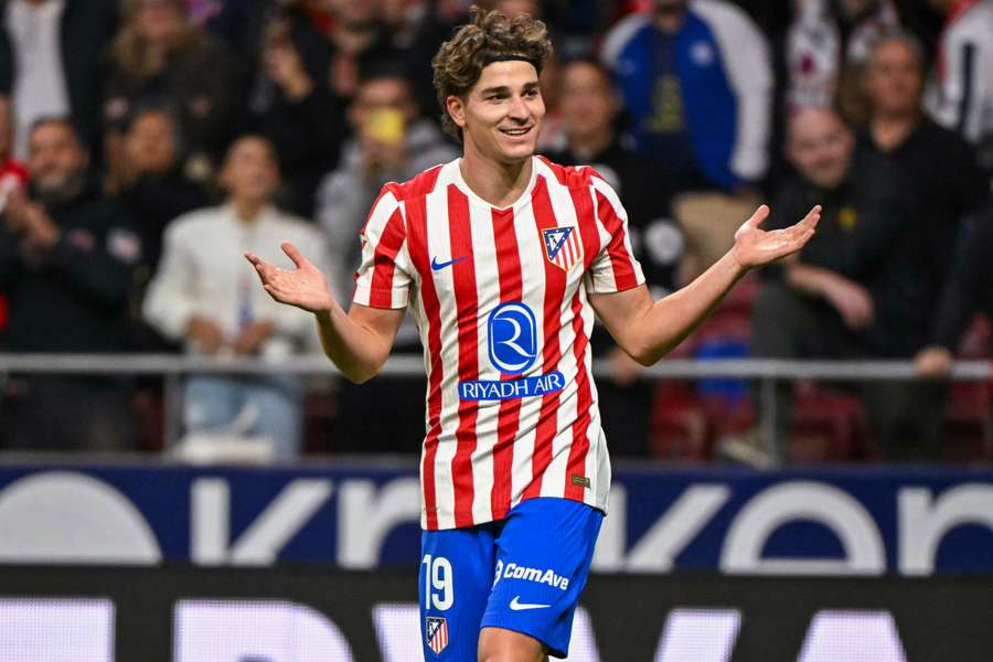 Julian Alvarez celebrates his winner for Atletico Madrid