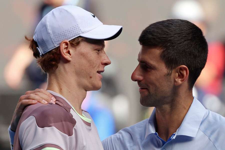 Novak Djokovic congratulates Jannik Sinner