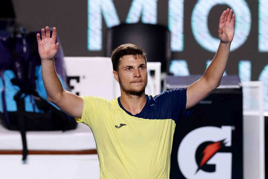 Kecmanovic celebrates his win over Zverev