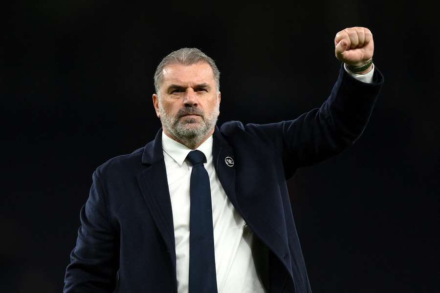 Ange Postecoglou reacts after Tottenham beat Fulham earlier this week