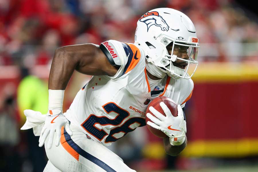 Broncs RB Tyler Badie rushes with the ball against the Chiefs on Christmas Day (2025)