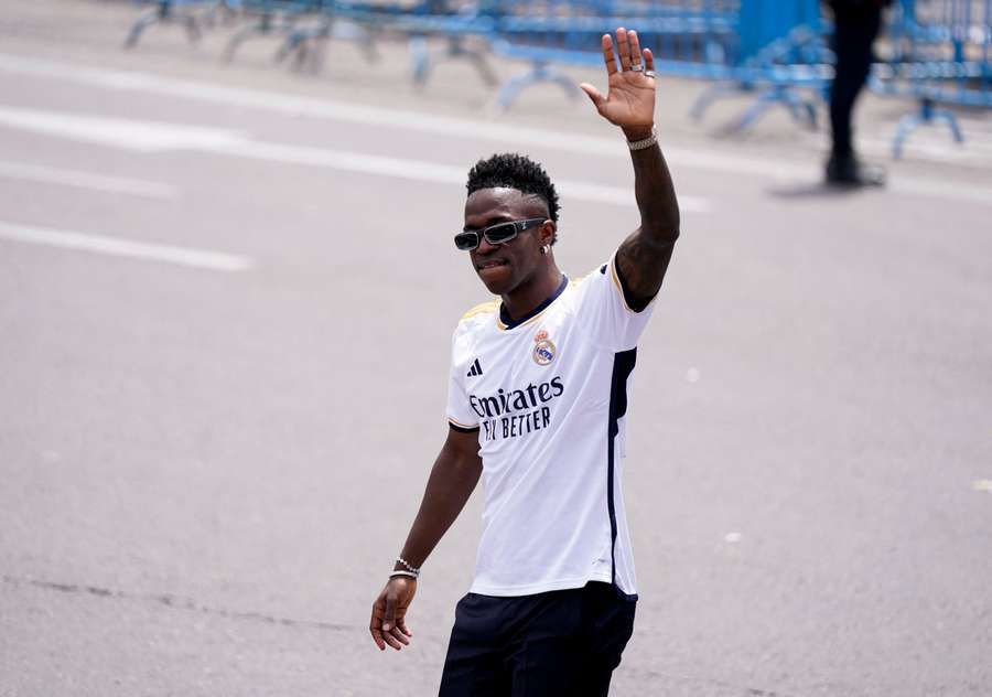 Real Madrid's Vinicius Jr waving to fans