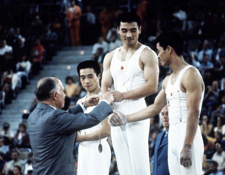 Shigeru Kasamatsu, Sawao Kato a Eizo Kenmotsu na stupních vítězů v roce 1972.