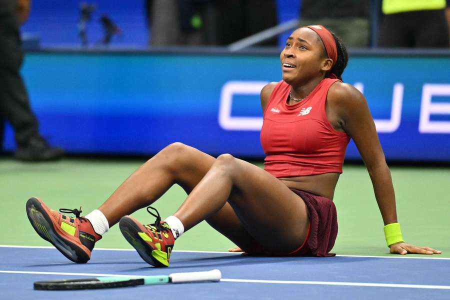 Coco Gauff célébrant sa victoire à l'US Open en 2023