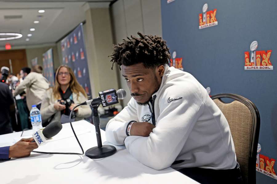 C.J. Gardner-Johnson at Super Bowl LIX media day as part of the Philadelphia Eagles