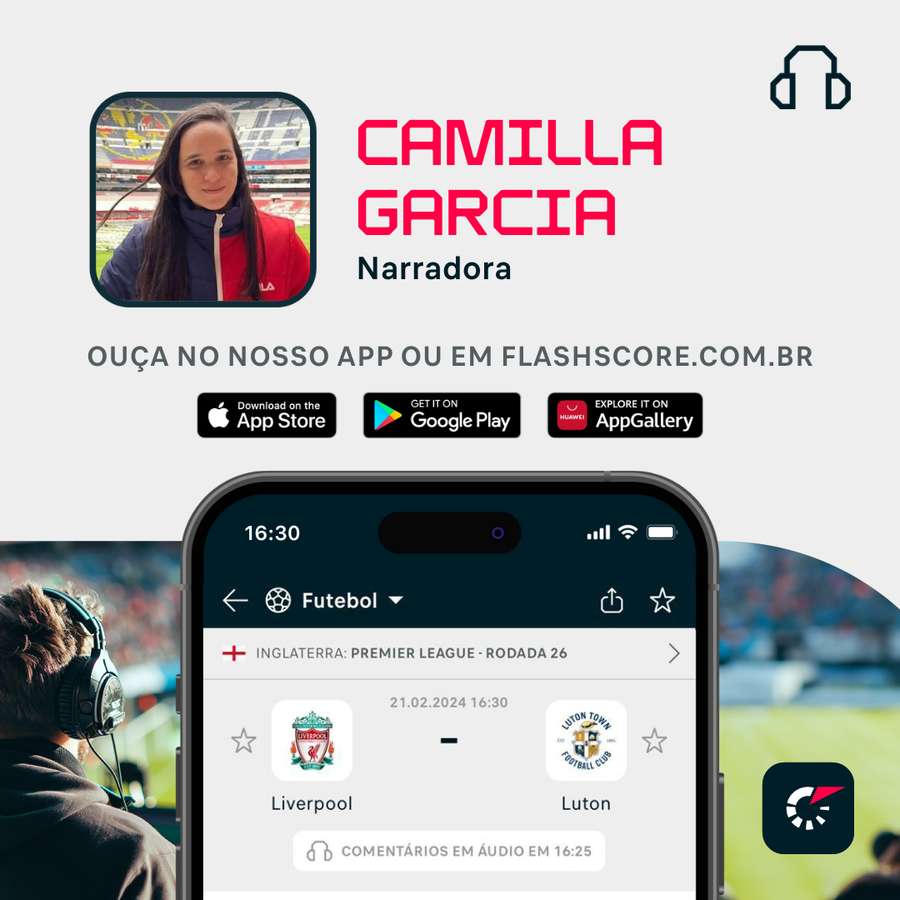 Partida terá narração ao vivo do Flashscore