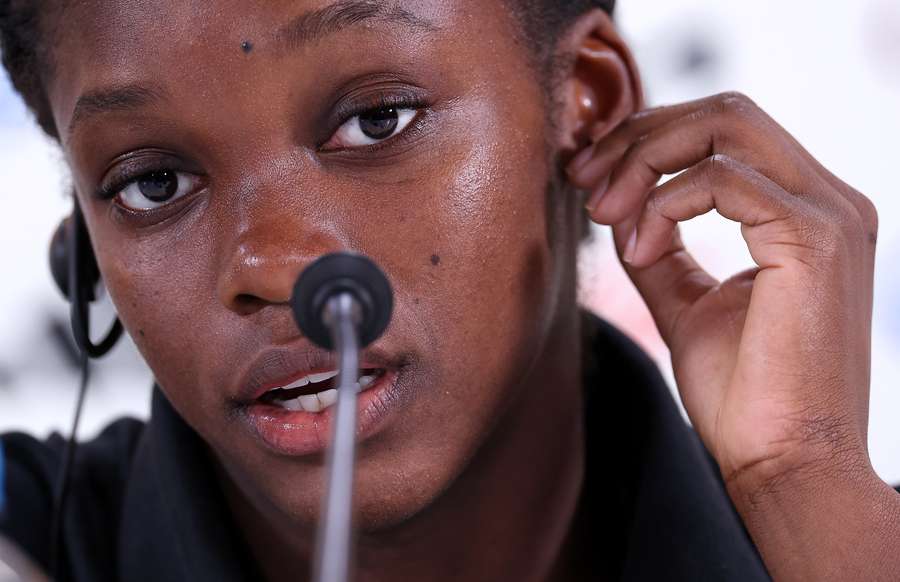 Colombia's forward Linda Caicedo attends a press conference at Sydney Football Stadium on July 24, 2023