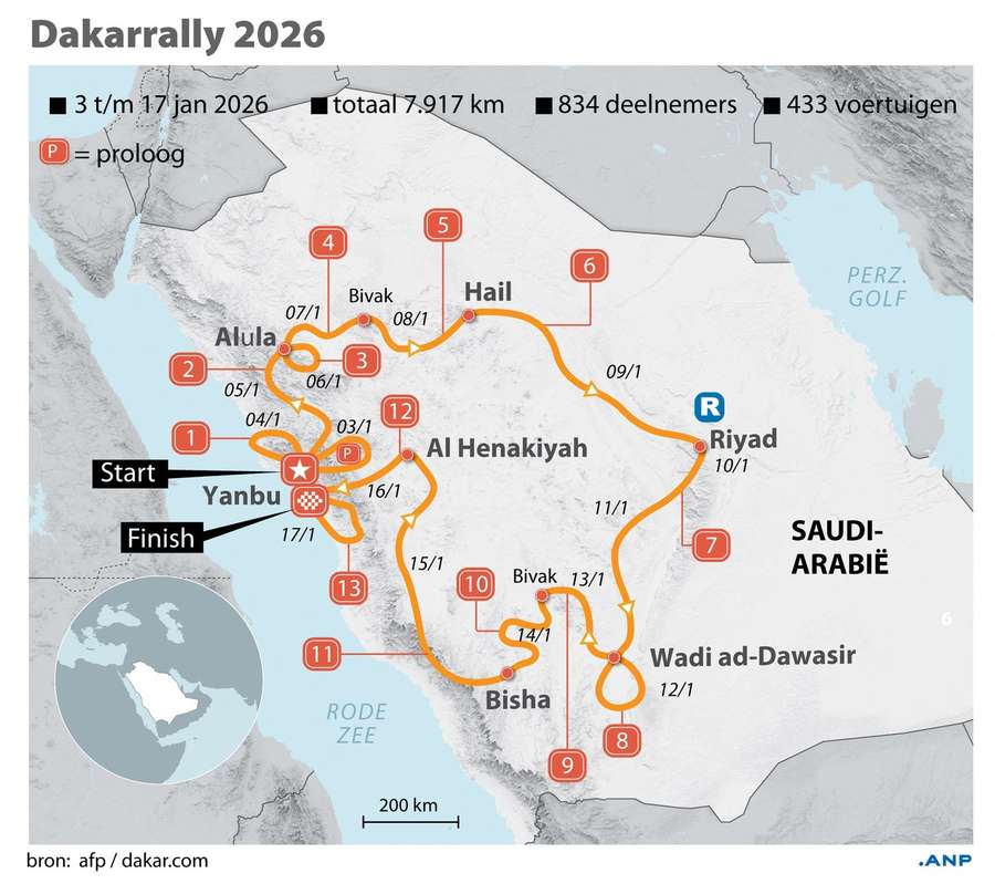 Mapa de ruta del Rally Dakar 2026
