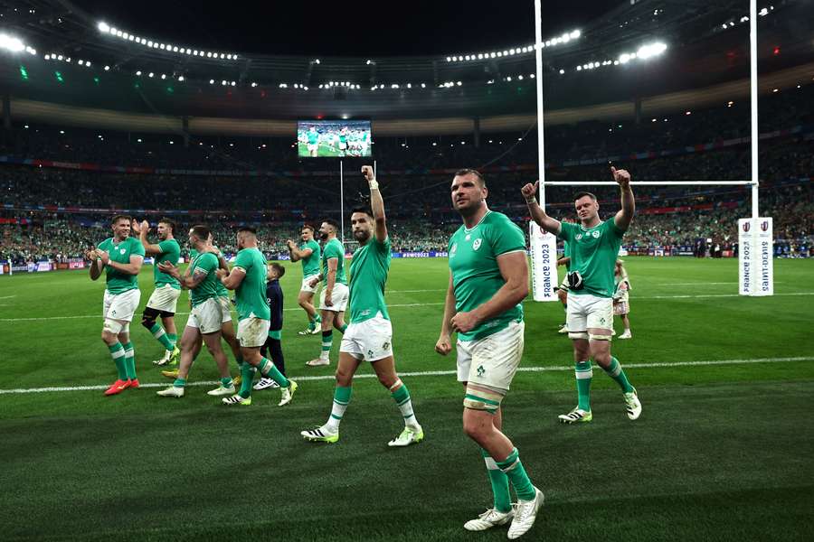 Ireland players celebrate their victory over South Africa