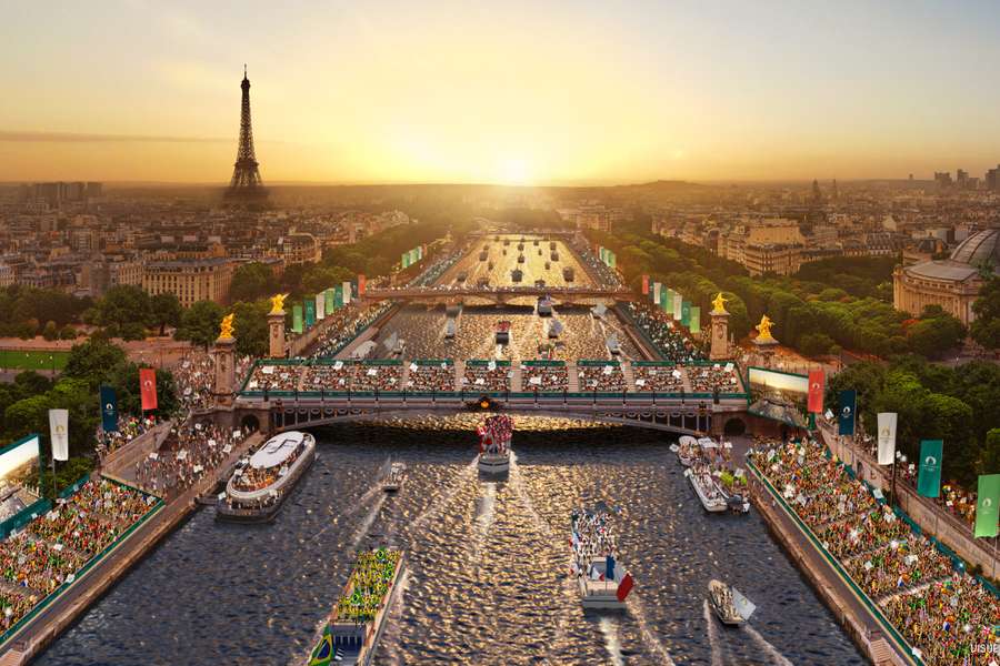 A cerimónia de abertura dos Jogos Olímpicos de Paris terá lugar no rio Sena, com mais de 160 barcos cheios de atletas e funcionários