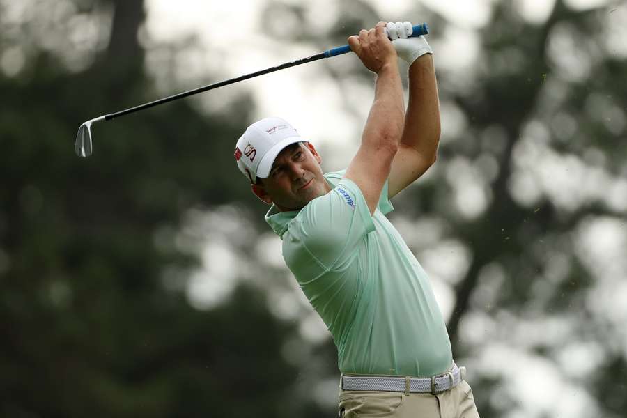 Sergio Garcia plays his shot from the fourth tee