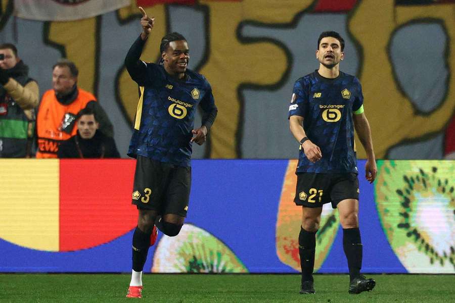 Nathan Ngoy celebrates his winner for Lille