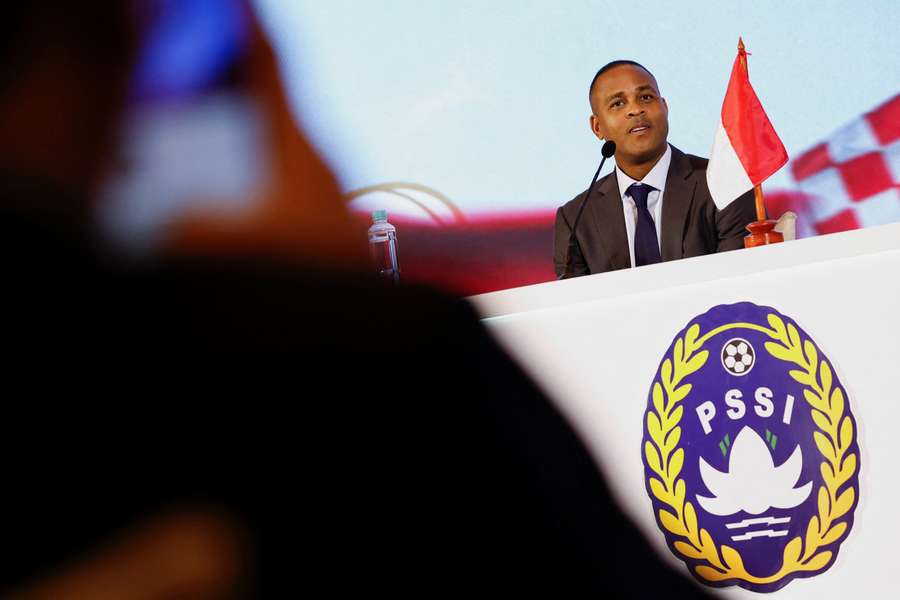 Kluivert speaks during a press conference