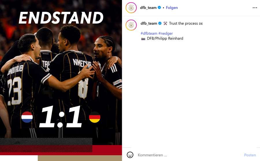 Der Beitrag des DFB auf Instagram Der Beitrag des DFB auf Instagram