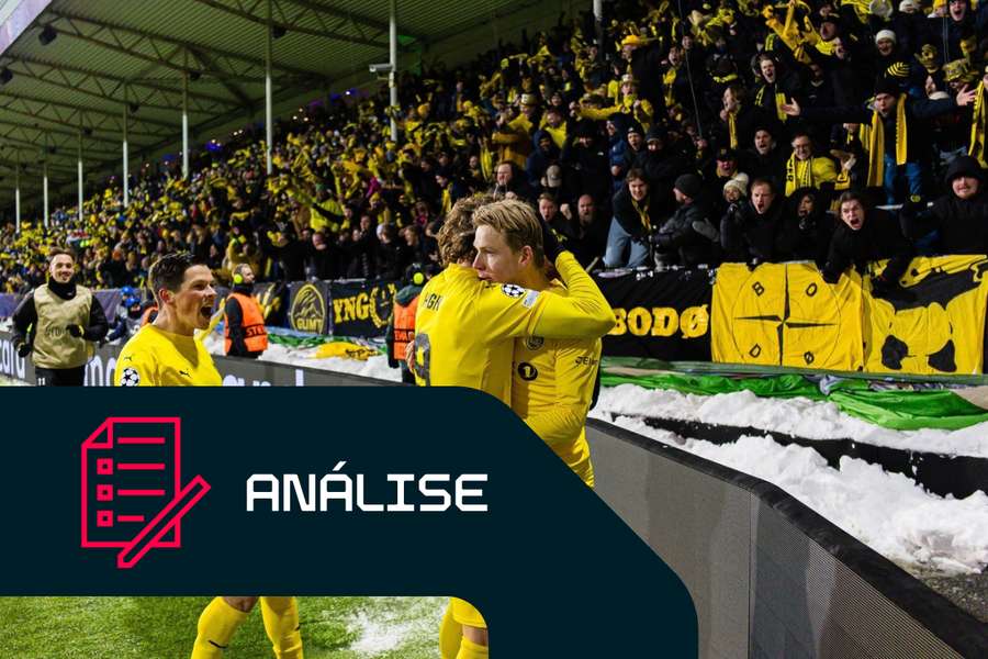 Jens Petter Hauge, do Bodo/Glimt, celebra o golo frente ao Inter