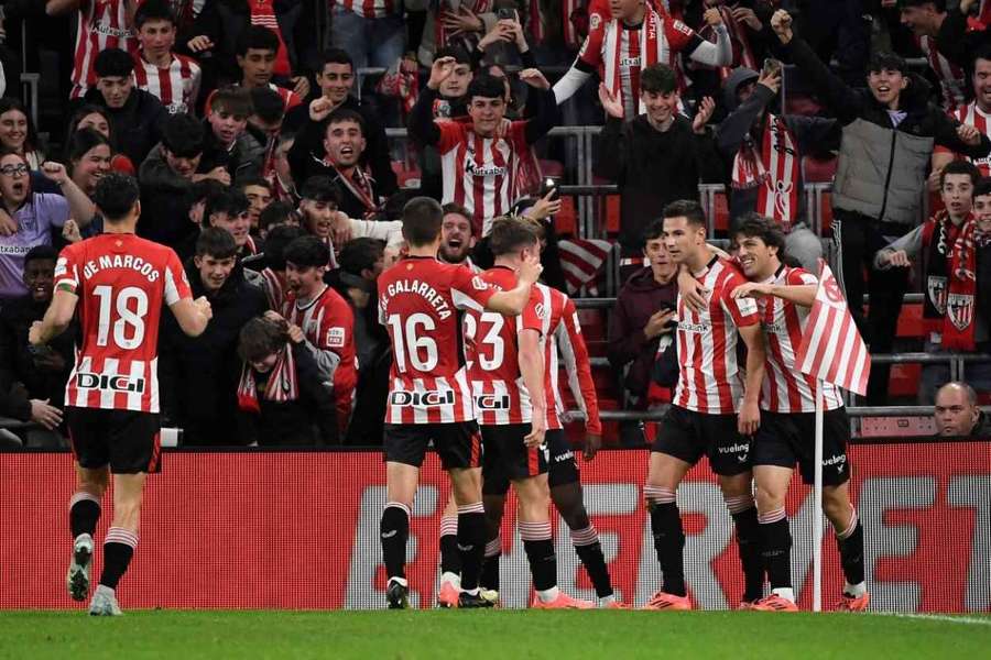 Gorka Guruzeta celebrates his winner for Athletic Club