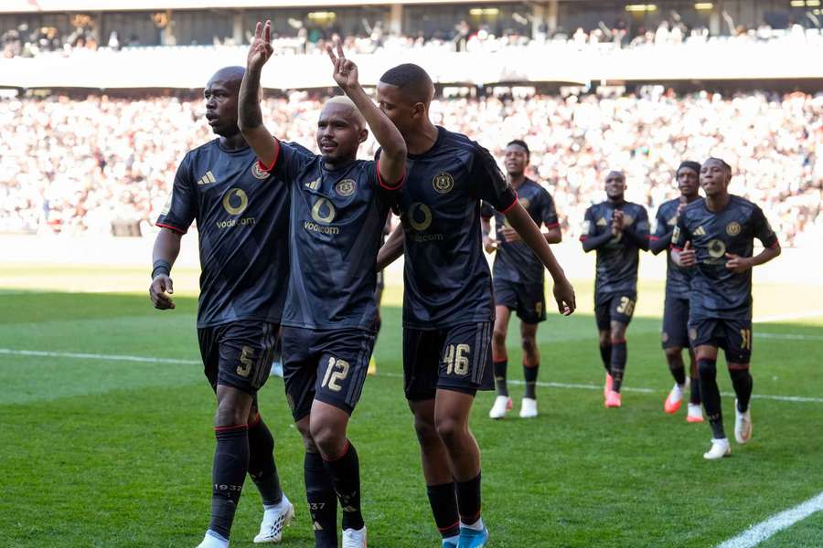 Orlando Pirates winger Oswin Appollis signals number '23', the jersey number of the late Jayden Adams Orlando Pirates winger Oswin Appollis signals number '23', the jersey number of the late Jayden Adams