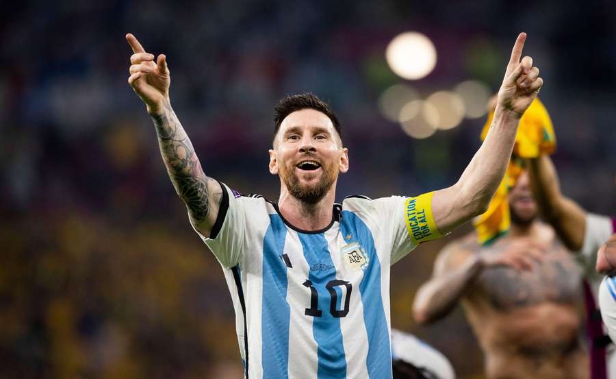 Lionel Messi na de zege op Australië