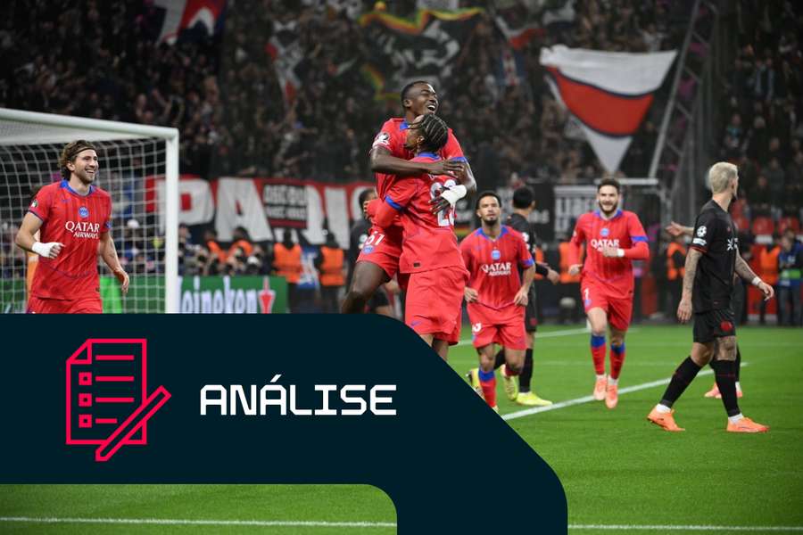 PSG celebra um dos seus sete golos frente ao Bayern Leverkusen