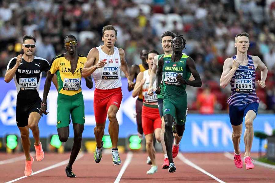 Max Burgin led from the start and qualified for the semi-finals of the 800m