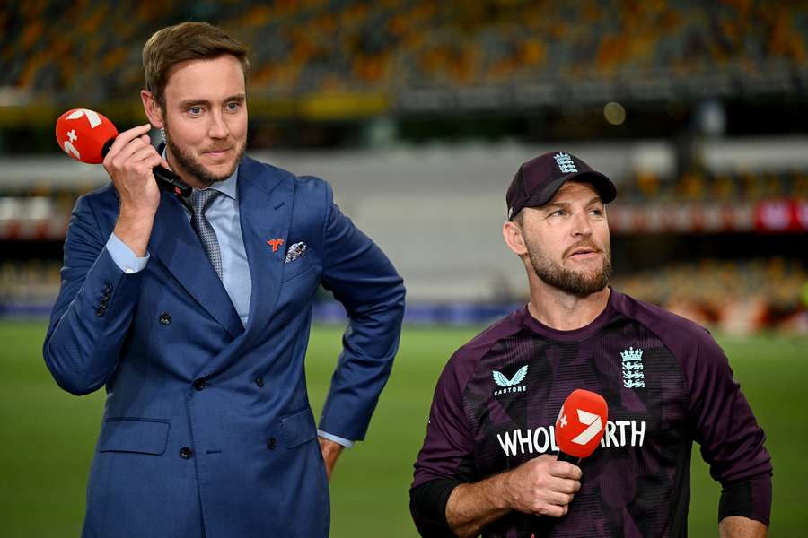Brendon McCullum speaks to Seven Network commentator Stuart Broad post-match on Sunday. Brendon McCullum speaks to Seven Network commentator Stuart Broad post-match on Sunday.