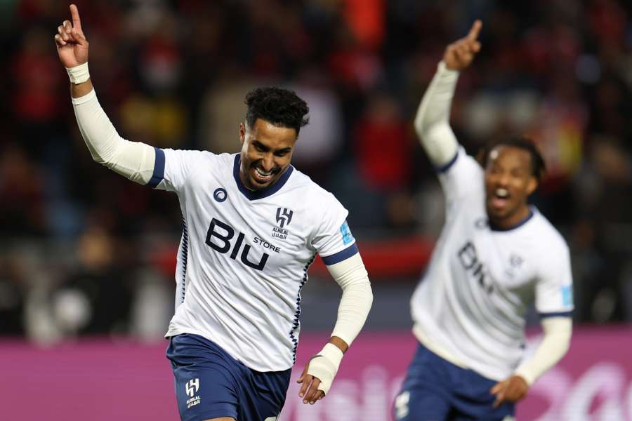 Hilal's midfielder Salem al-Dawsari celebrates after scoring his team's second goal