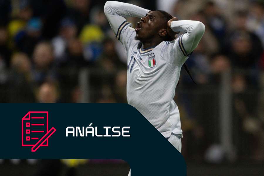 Moise Kean lamenta uma ocasião desperdiçada no Bósnia e Herzegovina-Itália