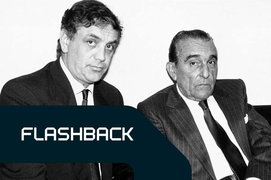 Il presidente della Roma, Dino Viola (a destra)