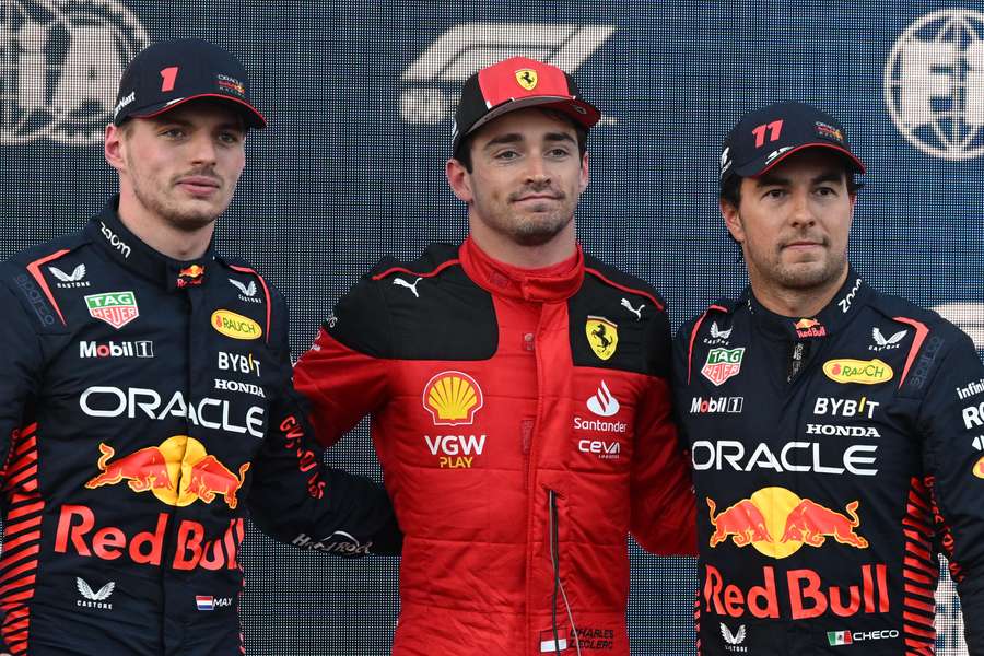 F1 stars Max Verstappen, Charles Leclerc and Sergio Perez