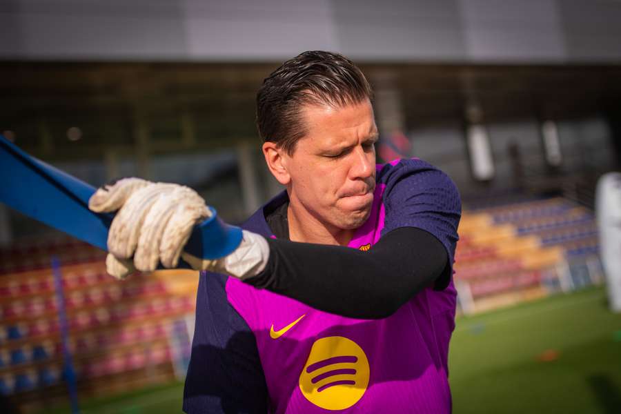 Szczesny, durante un entrenamiento con el Barcelona